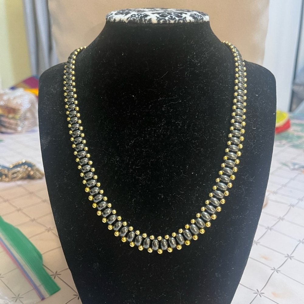 Chic Gold and Silver Beaded Necklace